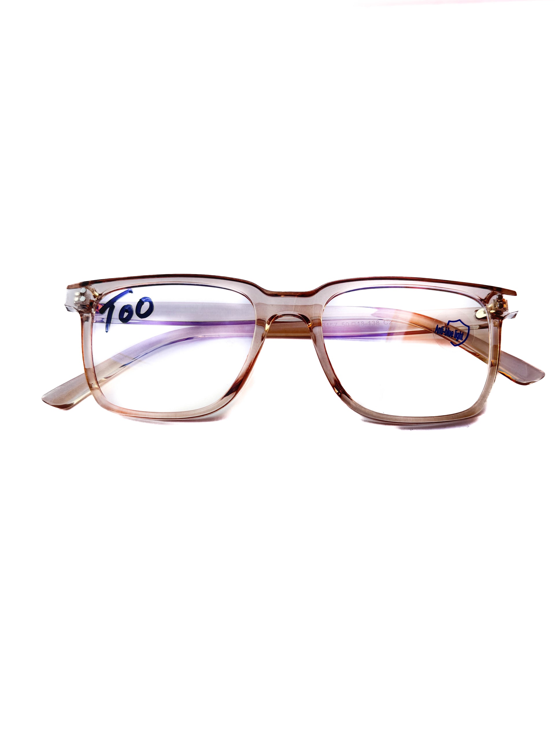 Transparent Brown Glasses with Anti-Blue Lenses